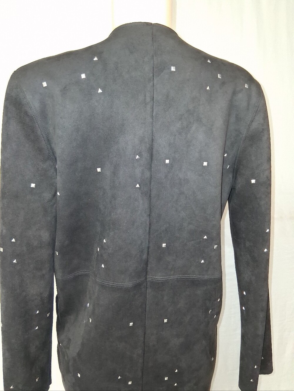 Zara Black Suede Long Trench Coat with Silver Studs - Picture 9 of 17